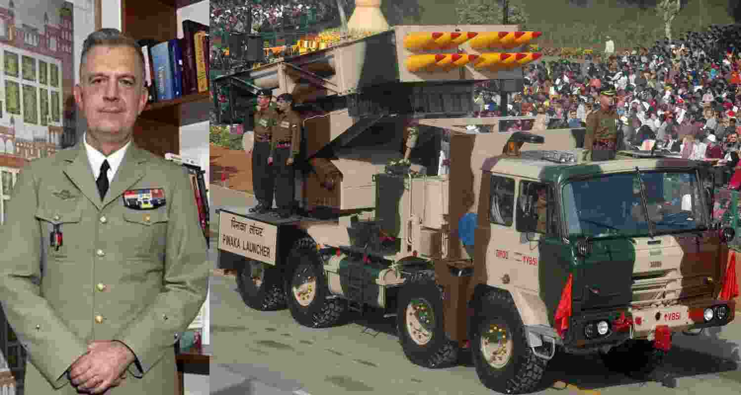 French Army’s Brigadier General Stephane Richou And Pinaka Rocket System India.