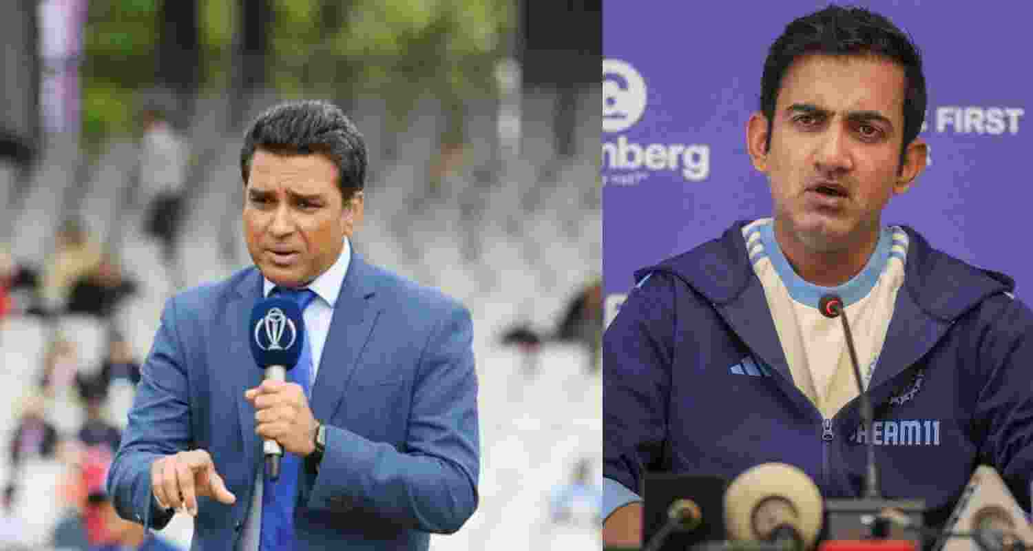 (L-R) Sanjay Manjrekar and Gautam Gambhir.