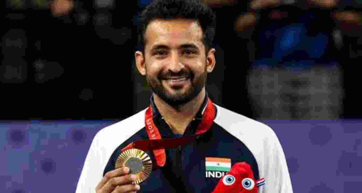 Paralympian Nitesh Kumar in the Paris Olympics. Image: X. 