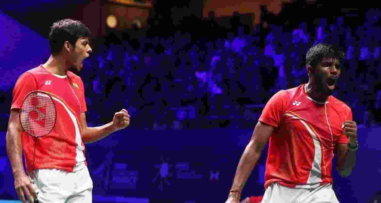 Doubles pair Chirag Shetty and Satwiksairaj Rankireddy in Thailand Open 2024. Image: X.