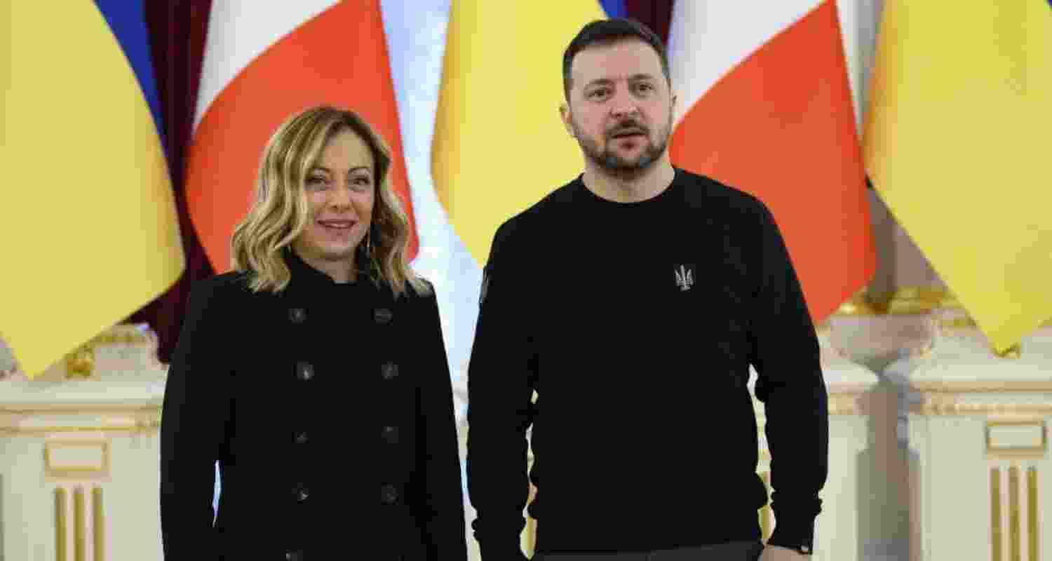 Italian Prime Minister Giorgia Meloni and Ukrainian President Volodymyr Zelenskyy. Italian Prime Minister Giorgia Meloni and Ukrainian President Volodymyr Zelenskyy.