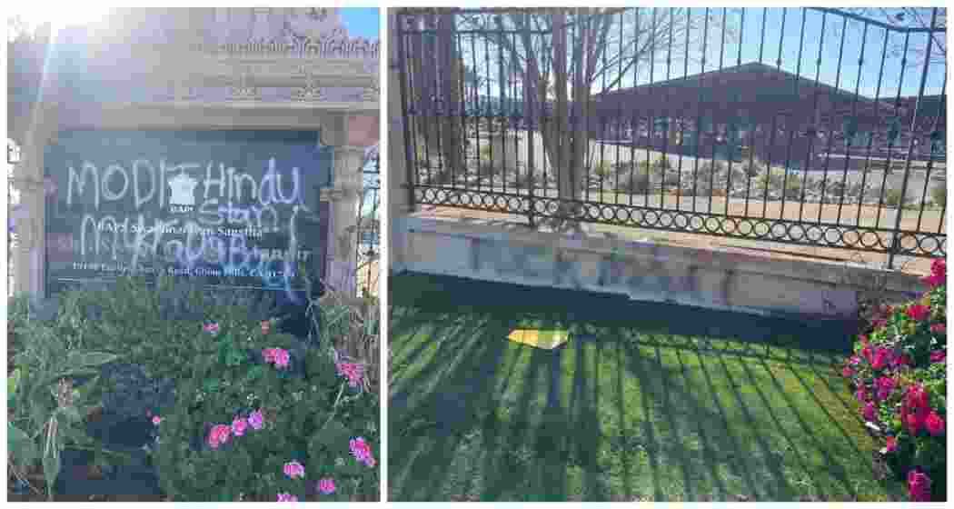 BAPS Hindu temple in Chino Hills, California, vandalised with derogatory remarks against Indian PM Narendra Modi days before the scheduled ‘Khalistan referendum’ in Los Angeles.







