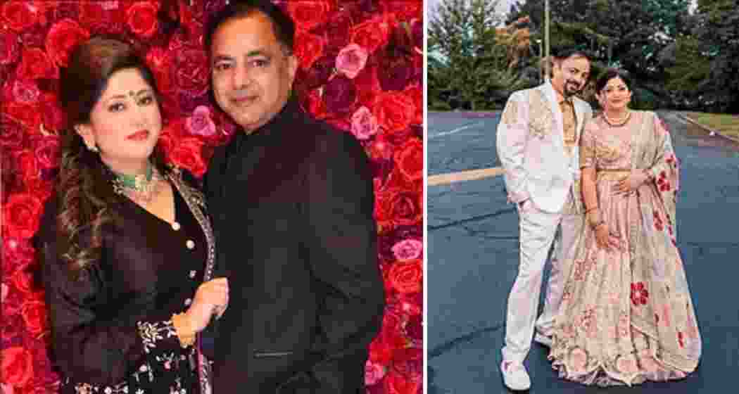 In picture: The couple at a family event in the US. The Indian woman was among four people shot dead during an alleged family dispute in Georgia. Her husband, Vijay Kumar, has been arrested.