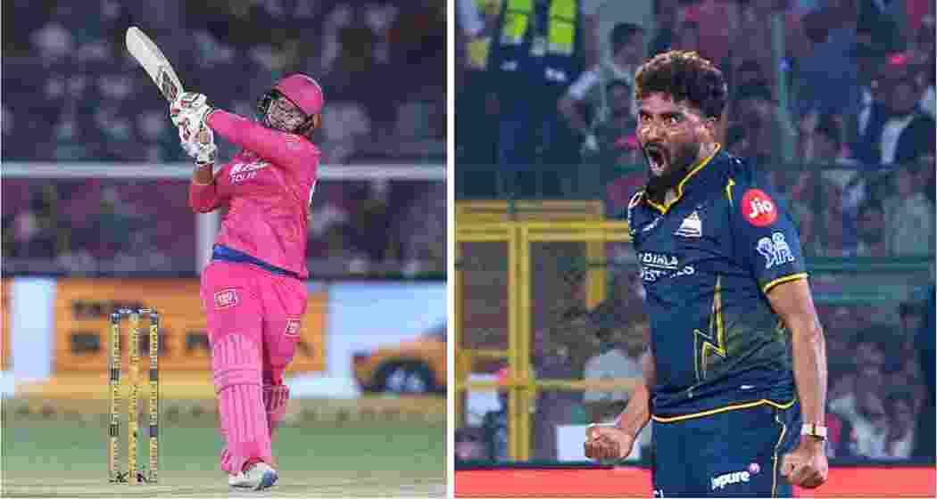 Mohammed Siraj celebrates (R) after dismissing Vaibhav Suryavanshi (L) during an IPL 2026 clash, a fiery moment that highlighted the intensity and pressure of elite T20 cricket.
