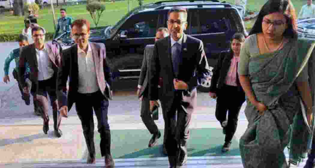 Indian High Commissioner Pranay Verma enters Bangladesh’s Ministry of Foreign Affairs in Dhaka on Tuesday for a crucial meeting.