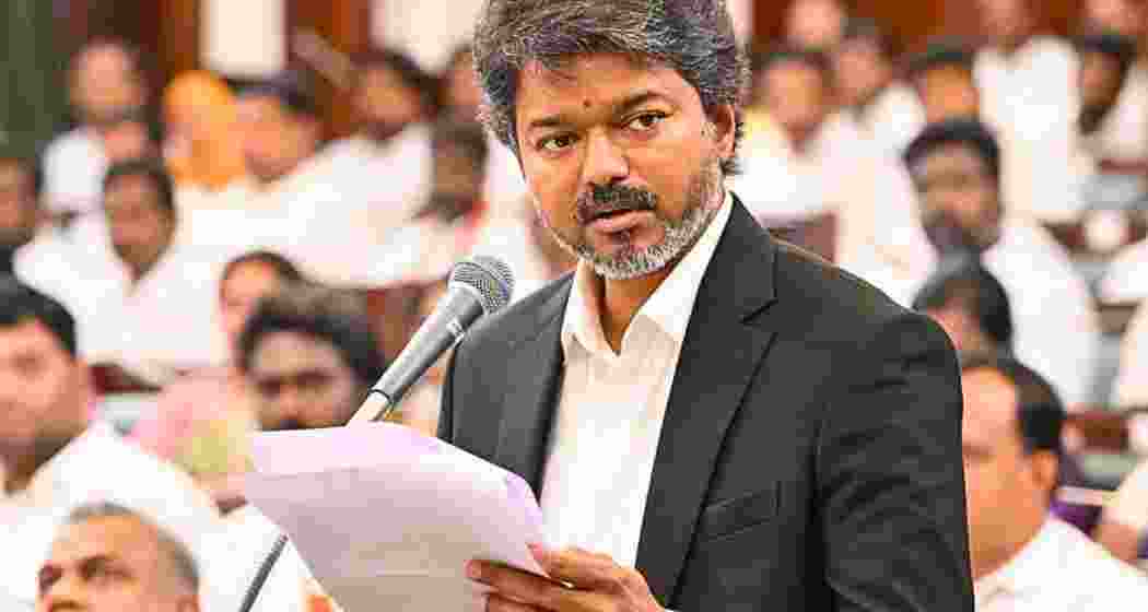Tamil Nadu Chief Minister C Joseph Vijay during the floor test underway in the Assembly. Tamil Nadu Chief Minister C Joseph Vijay during the floor test underway in the Assembly.