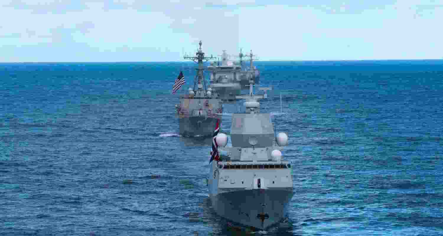 US navy warships in Venezuela.