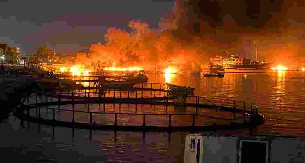 Smoke rises after US strikes on Iranian targets.