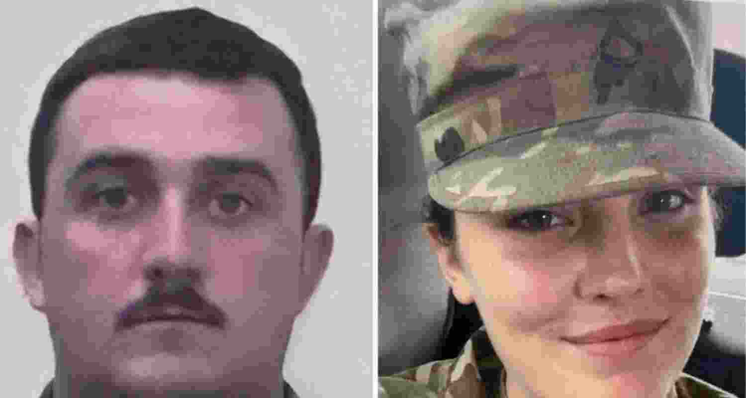 This photo combination shows West Virginia National Guard Staff Sgt. Andrew Wolfe (left) and Specialist Sarah Beckstrom, who were injured in Wednesday's shooting in Washington, D.C.