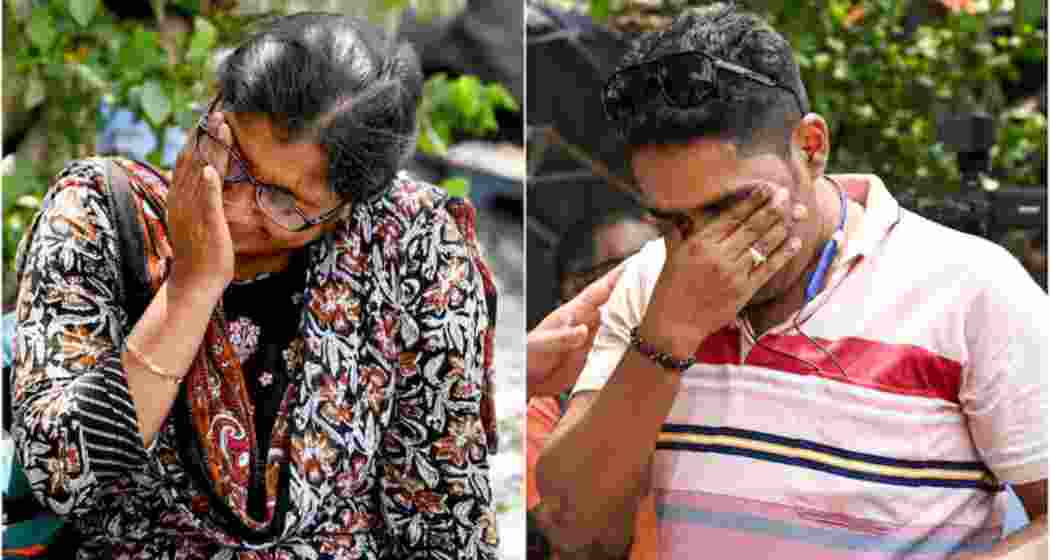 Employees of West Bengal government schools react after the Supreme Court upheld the Calcutta High Court's verdict invalidating the appointment of 25,753 teachers and other staff in state-run and state-aided schools in West Bengal, in Kolkata, Thursday, April 3, 2025.