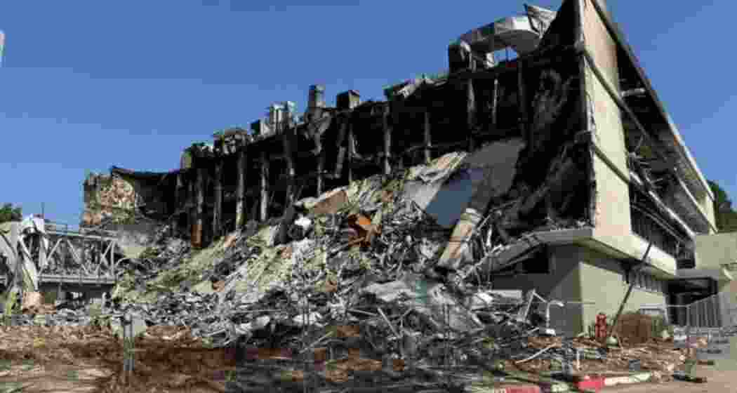 A building of the Weizmann Institute of Science in Rehovot after it suffered a direct hit from an Iranian missile on June 15, 2025.