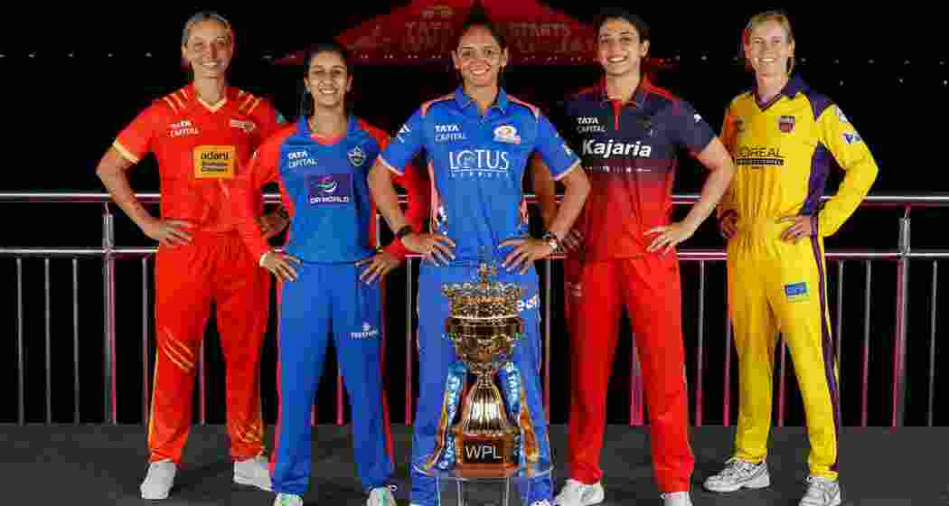 Captains of the five Women’s Premier League teams pose with the WPL trophy ahead of the tournament opener, marking the start of the fourth edition in Navi Mumbai.
