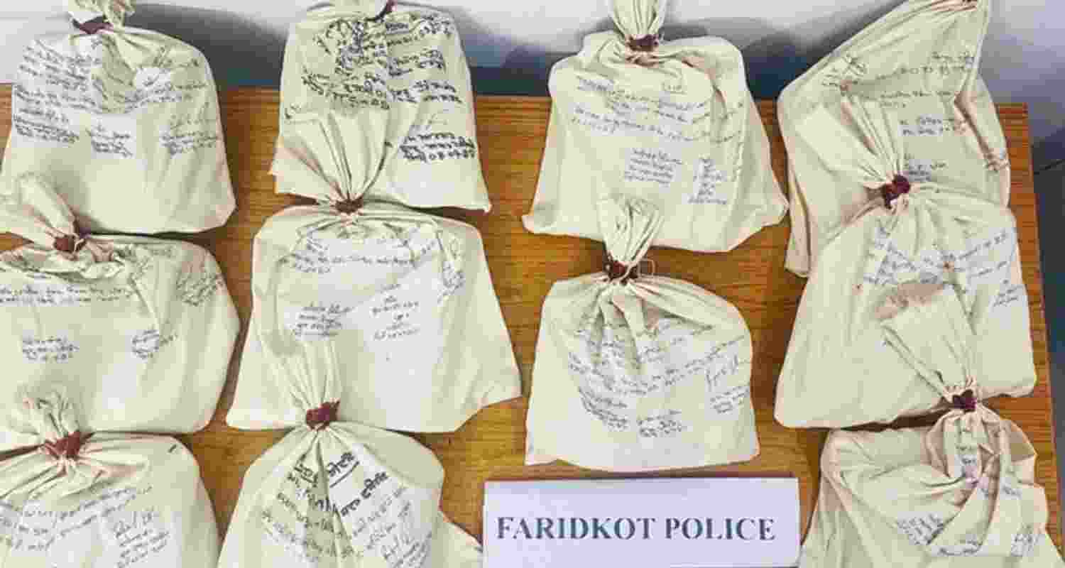 The heroin seized during a police raid at a house in Jhariwala village of Faridkot.