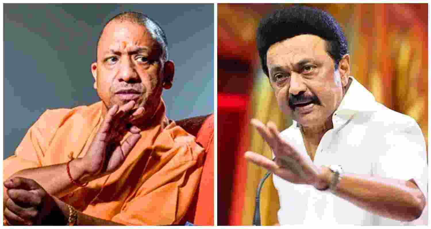 Uttar Pradesh Chief Minister Yogi Adityanath and his Tamil Nadu counterpart, MK Stalin. 
