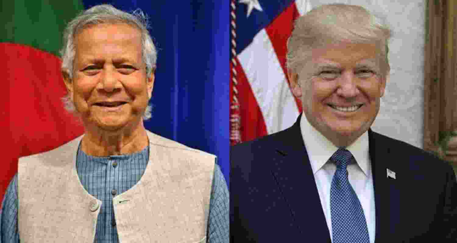 Bangladesh interim chief adviser Muhammad Yunus (left) and US President Donald Trump.