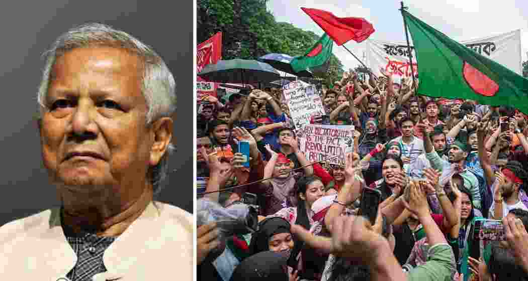Students rally in Dhaka during the April 2024 protests at Dhaka, which led to the ouster of Sheikh Hasina’s government and the installation of Prof Muhammad Yunus.