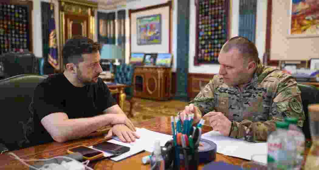President Zelenskyy and Security Service chief Vasyl Maliuk discussing the drone strike deep into Russia on Sunday. (Image- X@Zelenskyy 