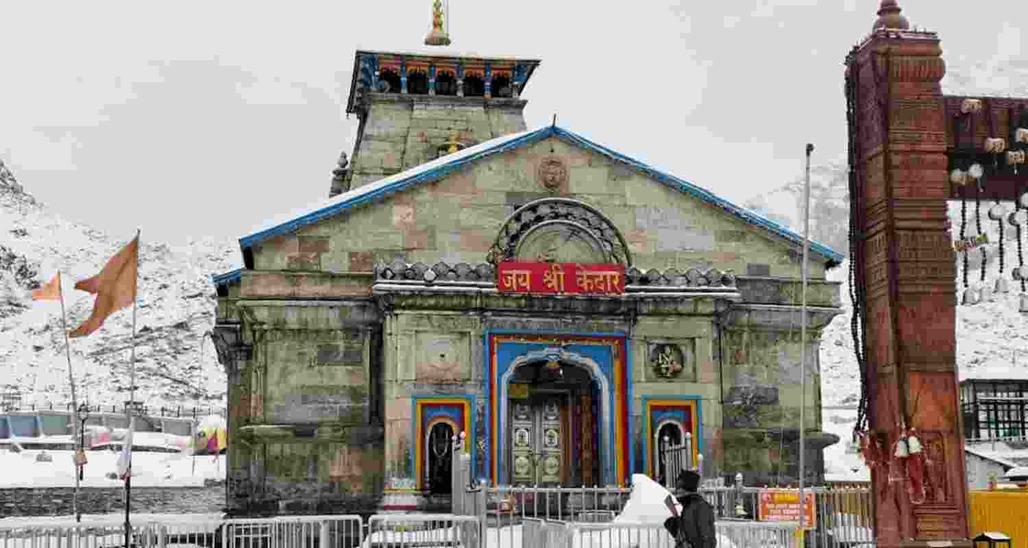 The Kedarnath Dham remains covered in snow after snowfall in the region, in Rudraprayag, Tuesday. The Kedarnath Dham remains covered in snow after snowfall in the region, in Rudraprayag, Tuesday.