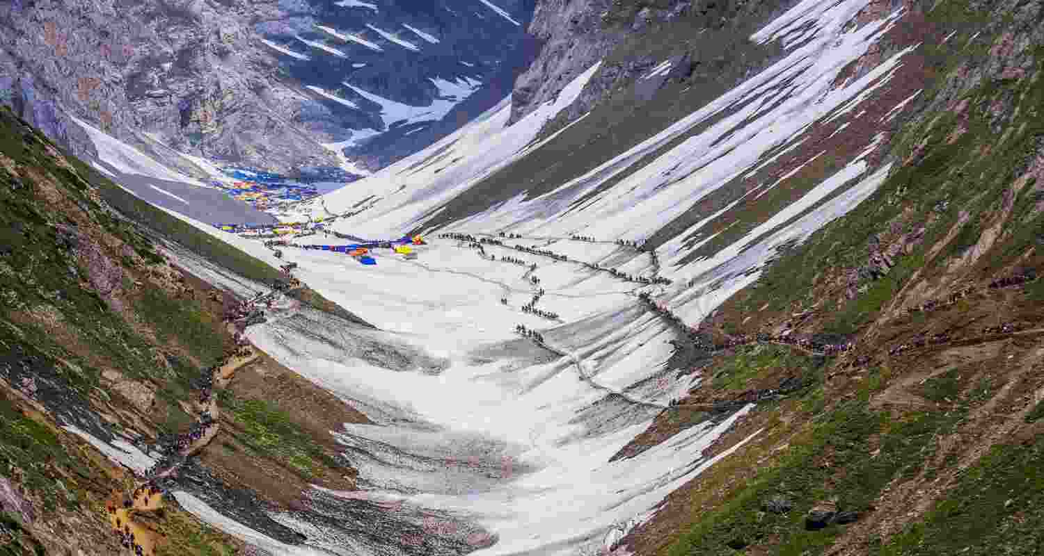 Since the yatra started on July 3, so far over 2.20 lakh pilgrims had ‘darshan’ inside the holy cave shrine. Since the yatra started on July 3, so far over 2.20 lakh pilgrims had ‘darshan’ inside the holy cave shrine.