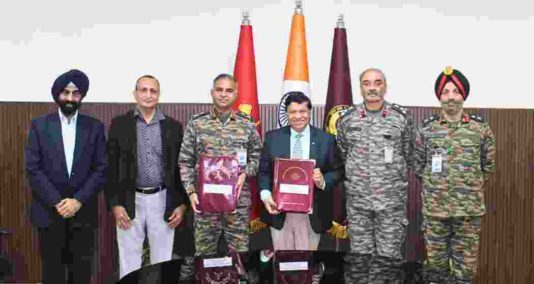 Indian Army personnel and an NSUT delegation after signing an MoU to develop software and AI-based solutions, strengthening indigenous innovation and technology-driven defence modernisation. Indian Army personnel and an NSUT delegation after signing an MoU to develop software and AI-based solutions, strengthening indigenous innovation and technology-driven defence modernisation.