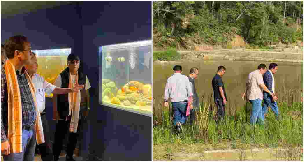 Officials inspect the ongoing development at the integrated aqua park and aqua museum in Tarin, Arunachal's Ziro. Officials inspect the ongoing development at the integrated aqua park and aqua museum in Tarin, Arunachal's Ziro.