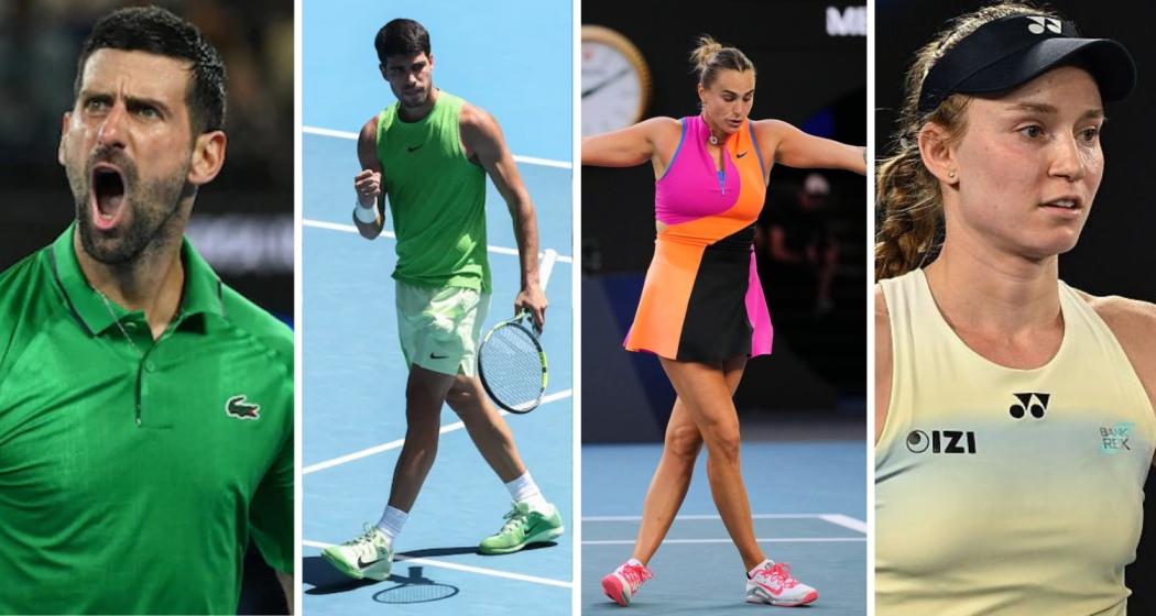 (From left to right) Novak Djokovic, Carlos Alcaraz, Aryna Sabalenka and Elena Rybakina. (From left to right) Novak Djokovic, Carlos Alcaraz, Aryna Sabalenka and Elena Rybakina.