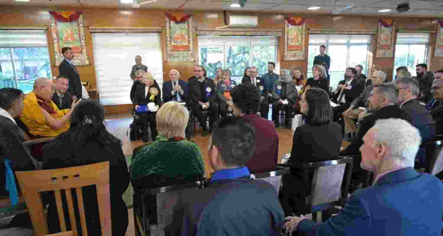 Dalai Lama interacts with foreign delegates. Dalai Lama interacts with foreign delegates.