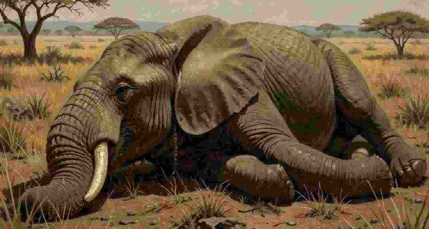 Elephant dies in fierce tussle in Jharkhand, tusk missing Elephant dies in fierce tussle in Jharkhand, tusk missing