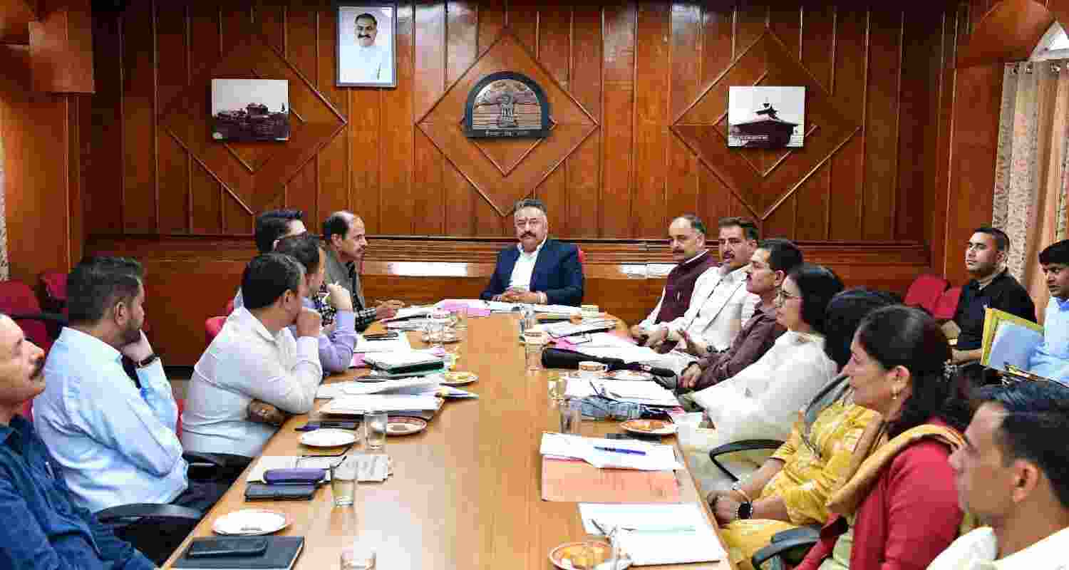 Education Minister Rohit Thakur during a meeting  to review the status of schools and colleges damaged due to the recent disaster in Mandi district. Education Minister Rohit Thakur during a meeting  to review the status of schools and colleges damaged due to the recent disaster in Mandi district.