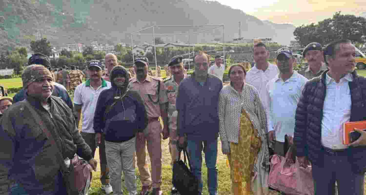 Efforts to rescue stranded pilgrims from the flood-affected Dharali village in Uttarkashi continued on Friday. Efforts to rescue stranded pilgrims from the flood-affected Dharali village in Uttarkashi continued on Friday.