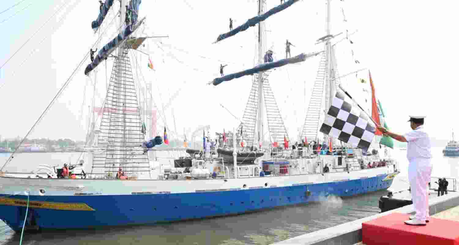 During his interaction with the crew, Vice Admiral Saxena underscored the ship’s pivotal role as India’s “ambassador at large” and emphasised that the voyage transcends oceans and borders, forging “bridges of friendship” across the globe During his interaction with the crew, Vice Admiral Saxena underscored the ship’s pivotal role as India’s “ambassador at large” and emphasised that the voyage transcends oceans and borders, forging “bridges of friendship” across the globe