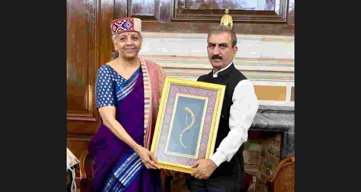 Himachal Pradesh Chief Minister Thakur Sukhvinder Singh Sukhu during a meeting with Union Finance Minister Nirmala Sitharaman in New Delhi. Himachal Pradesh Chief Minister Thakur Sukhvinder Singh Sukhu during a meeting with Union Finance Minister Nirmala Sitharaman in New Delhi.