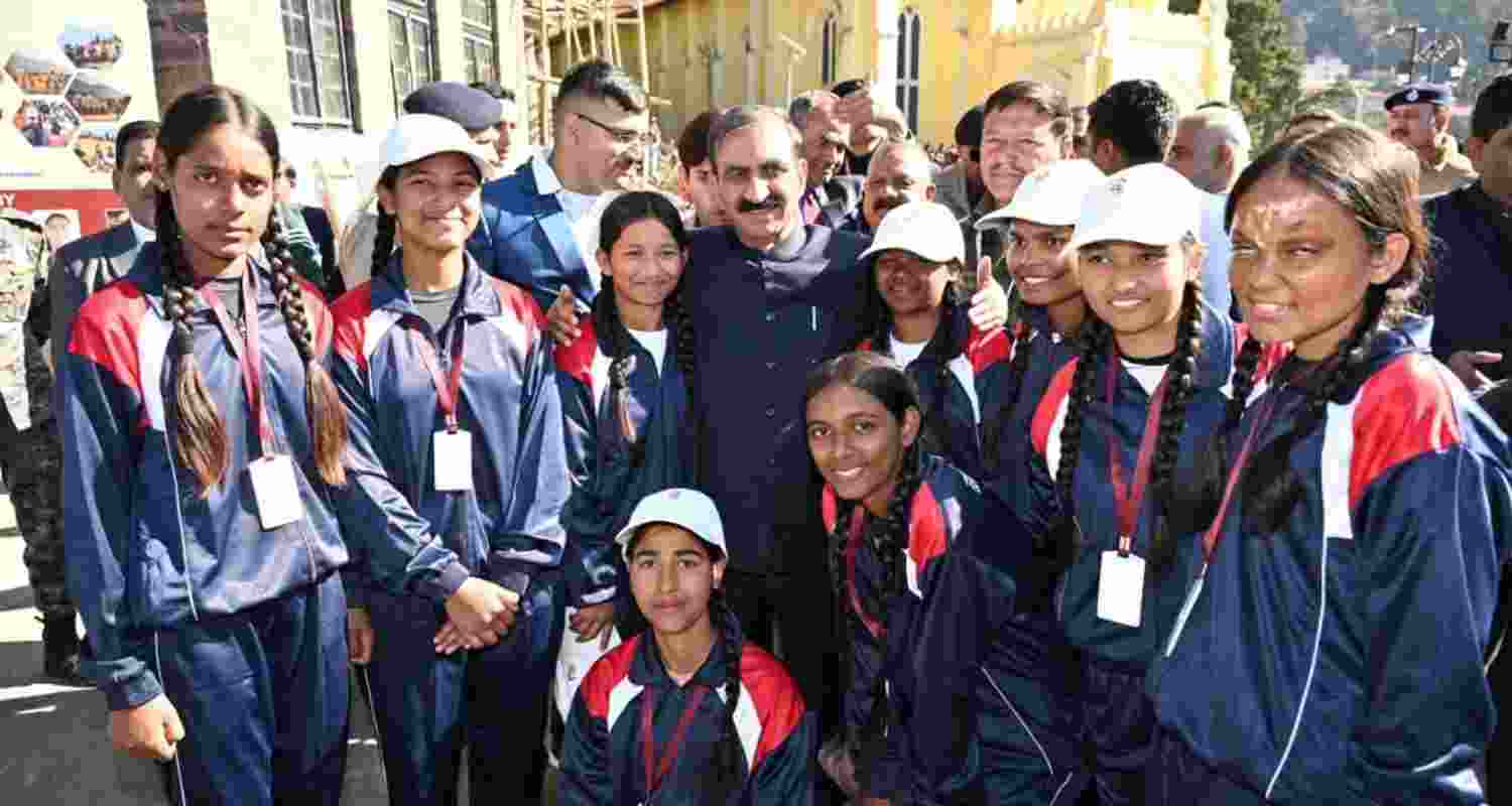 Himachal Pradesh Chief Minister Thakur Sukhvinder Singh Sukhu with the participants during the ‘Children of the State Sports & Cultural Meet-2025’ on Friday. Himachal Pradesh Chief Minister Thakur Sukhvinder Singh Sukhu with the participants during the ‘Children of the State Sports & Cultural Meet-2025’ on Friday.