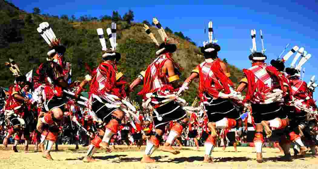 Tribal performers showcase traditional dance forms at the Hornbill Festival in Nagaland, where all Naga tribes come together each year to celebrate their rich cultural heritage before thousands of visitors from India and abroad. Tribal performers showcase traditional dance forms at the Hornbill Festival in Nagaland, where all Naga tribes come together each year to celebrate their rich cultural heritage before thousands of visitors from India and abroad.