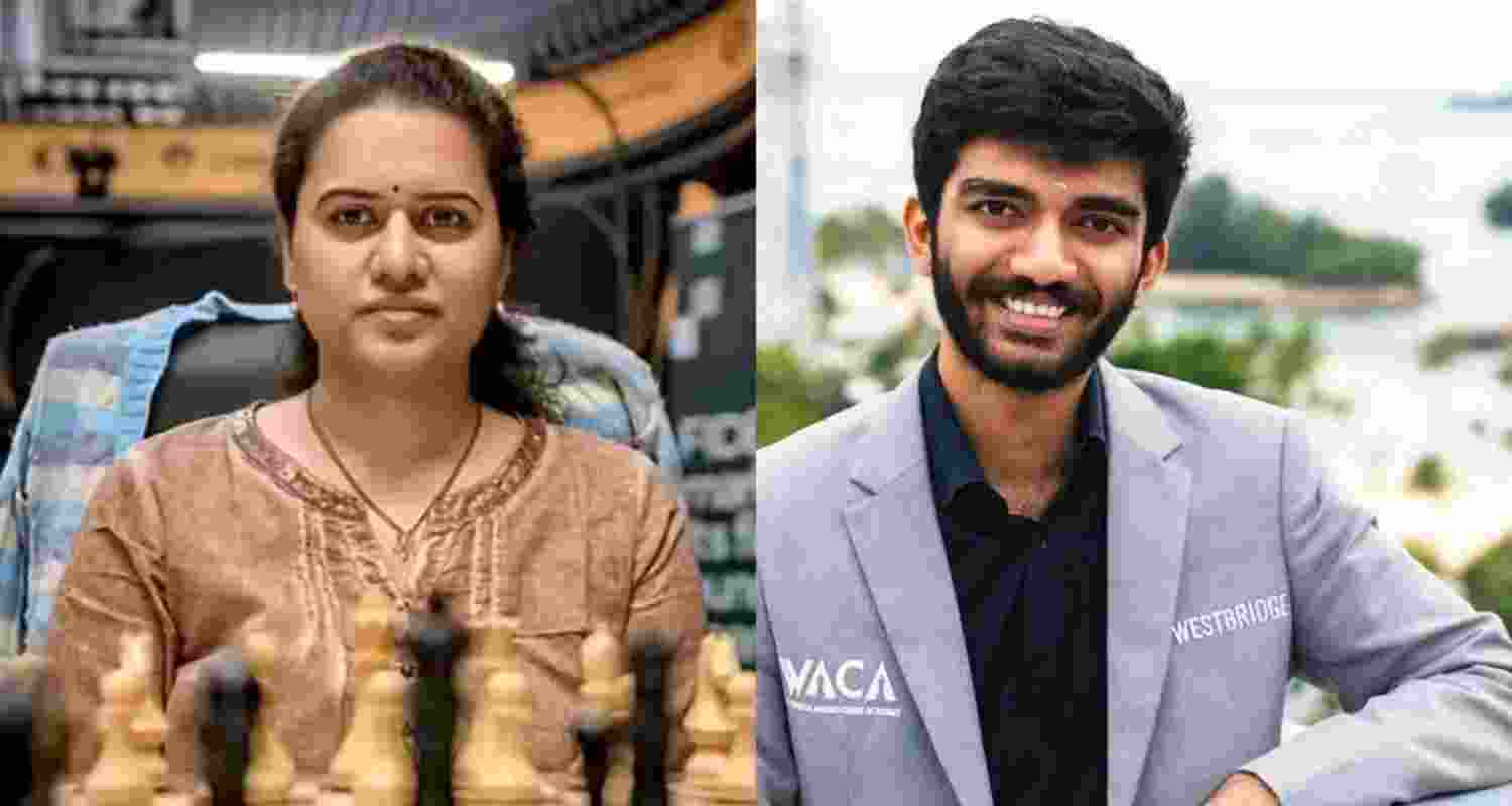 Koneru Humpy and (right) D Gukesh. Koneru Humpy and (right) D Gukesh.