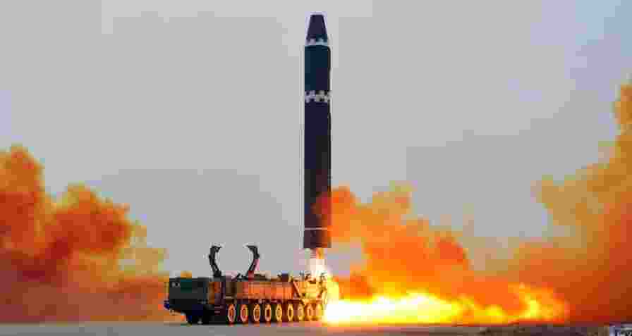 This image, provided by the North Korean government, reportedly shows the test launch of a Hwasong-15 intercontinental ballistic missile at Pyongyang International Airport in Pyongyang, North Korea, on 18 February. This image, provided by the North Korean government, reportedly shows the test launch of a Hwasong-15 intercontinental ballistic missile at Pyongyang International Airport in Pyongyang, North Korea, on 18 February.