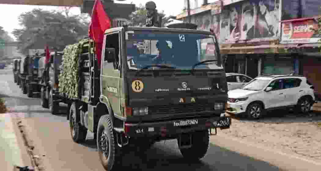 Indian Army personnel during a flag march through sensitive areas to maintain law and order following recent communal clashes that allegedly claimed two lives, in Kokrajhar, Assam on Wednesday, Jan. 21, 2026. Indian Army personnel during a flag march through sensitive areas to maintain law and order following recent communal clashes that allegedly claimed two lives, in Kokrajhar, Assam on Wednesday, Jan. 21, 2026.