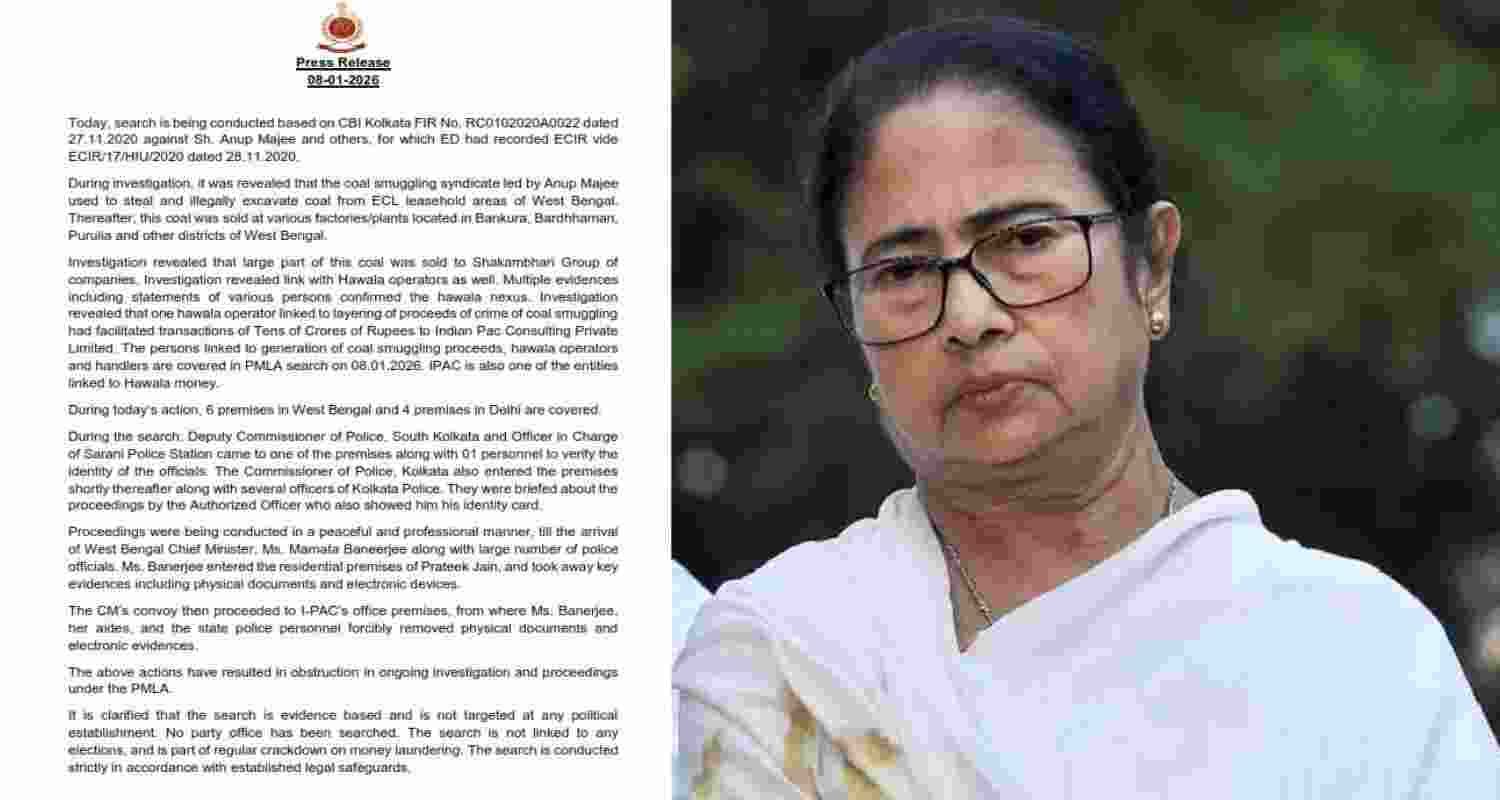 ED accused West Bengal CM Mamata Banerjee of obstructing its probe after I-PAC raids. ED accused West Bengal CM Mamata Banerjee of obstructing its probe after I-PAC raids.