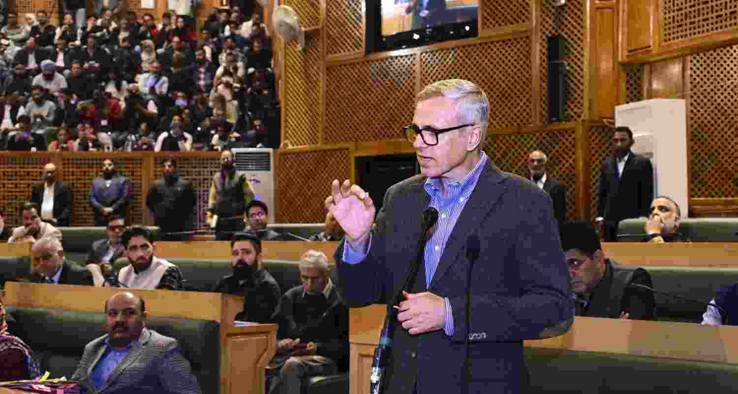 Jammu and Kashmir Chief Minister Omar Abdullah speaks during a session of the J&K Legislative Assembly, in Srinagar. Jammu and Kashmir Chief Minister Omar Abdullah speaks during a session of the J&K Legislative Assembly, in Srinagar.
