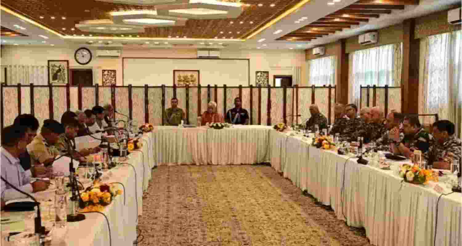 Jammu and Kashmir Lieutenant Governor Manoj Sinha during a meeting of Unified Command in Srinagar on Tuesday. Jammu and Kashmir Lieutenant Governor Manoj Sinha during a meeting of Unified Command in Srinagar on Tuesday.