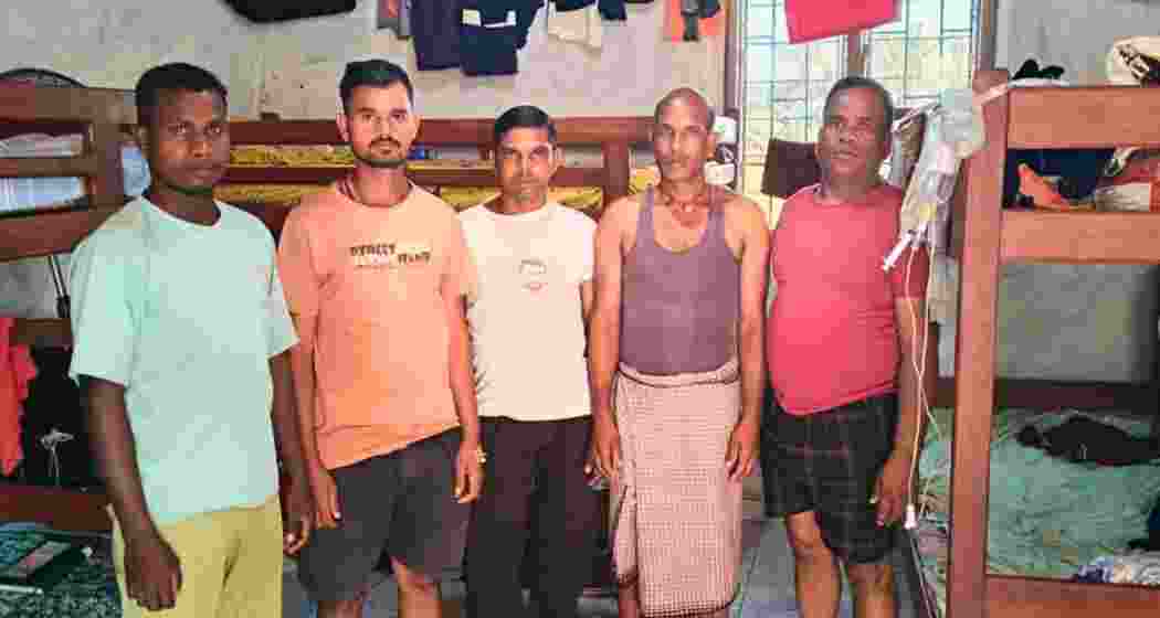 Five Jharkhand workers stranded in Cameroon pose for a photo, appealing for urgent government intervention to secure their safe return home. Five Jharkhand workers stranded in Cameroon pose for a photo, appealing for urgent government intervention to secure their safe return home.