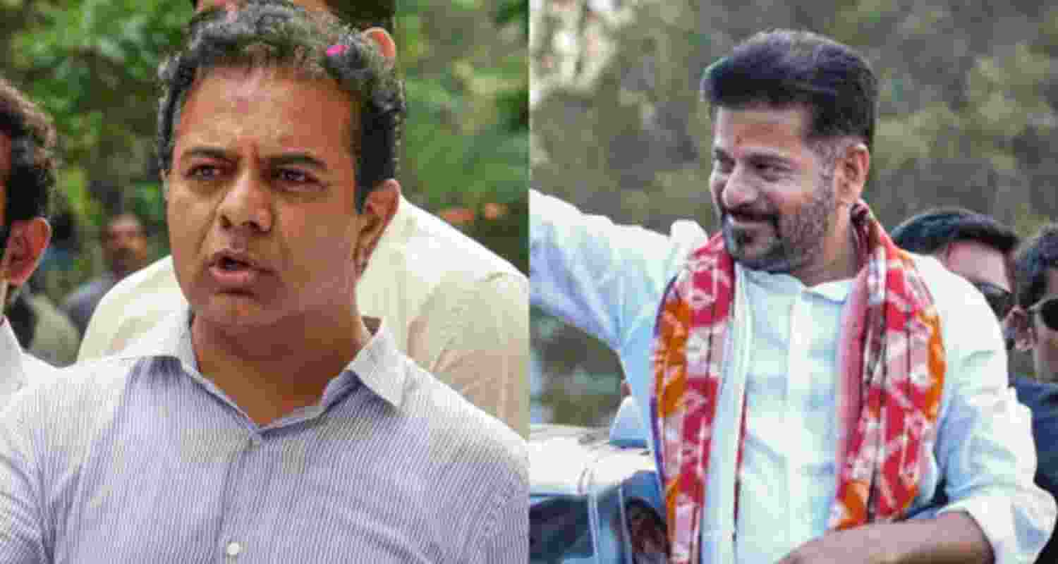 Bharat Rashtra Samithi working president KT Rama Rao (left) and Telangana Chief Minister A Revanth Reddy. Bharat Rashtra Samithi working president KT Rama Rao (left) and Telangana Chief Minister A Revanth Reddy.