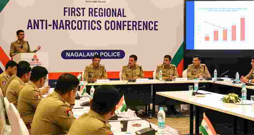 Top police officials from Northeastern states meet in Nagaland for a two-day conference, vowing joint intelligence and tech-driven action to combat the region’s spiralling drug menace. Top police officials from Northeastern states meet in Nagaland for a two-day conference, vowing joint intelligence and tech-driven action to combat the region’s spiralling drug menace.