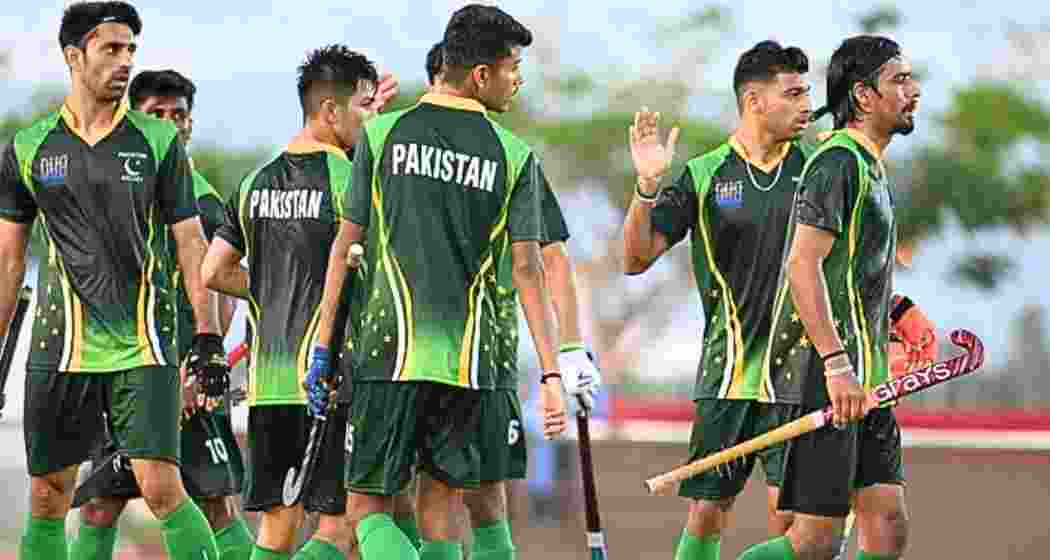 Pakistan Junior Hockey team members in action during a match.  Pakistan Junior Hockey team members in action during a match.