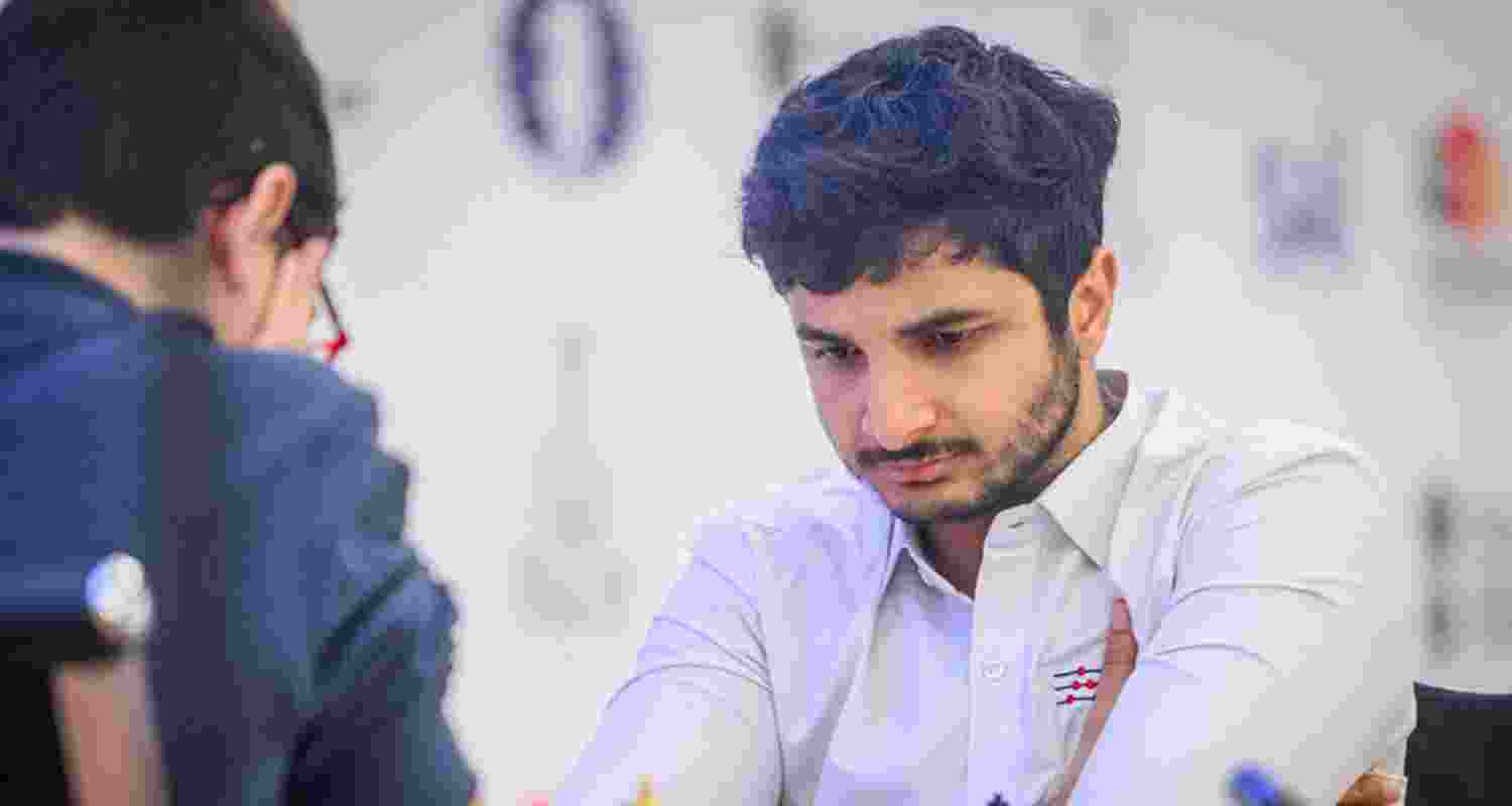 Grandmaster Vidit Gujrathi planning his next move against Faustino Oro in the second rapid game in Panaji on Thursday. Grandmaster Vidit Gujrathi planning his next move against Faustino Oro in the second rapid game in Panaji on Thursday.