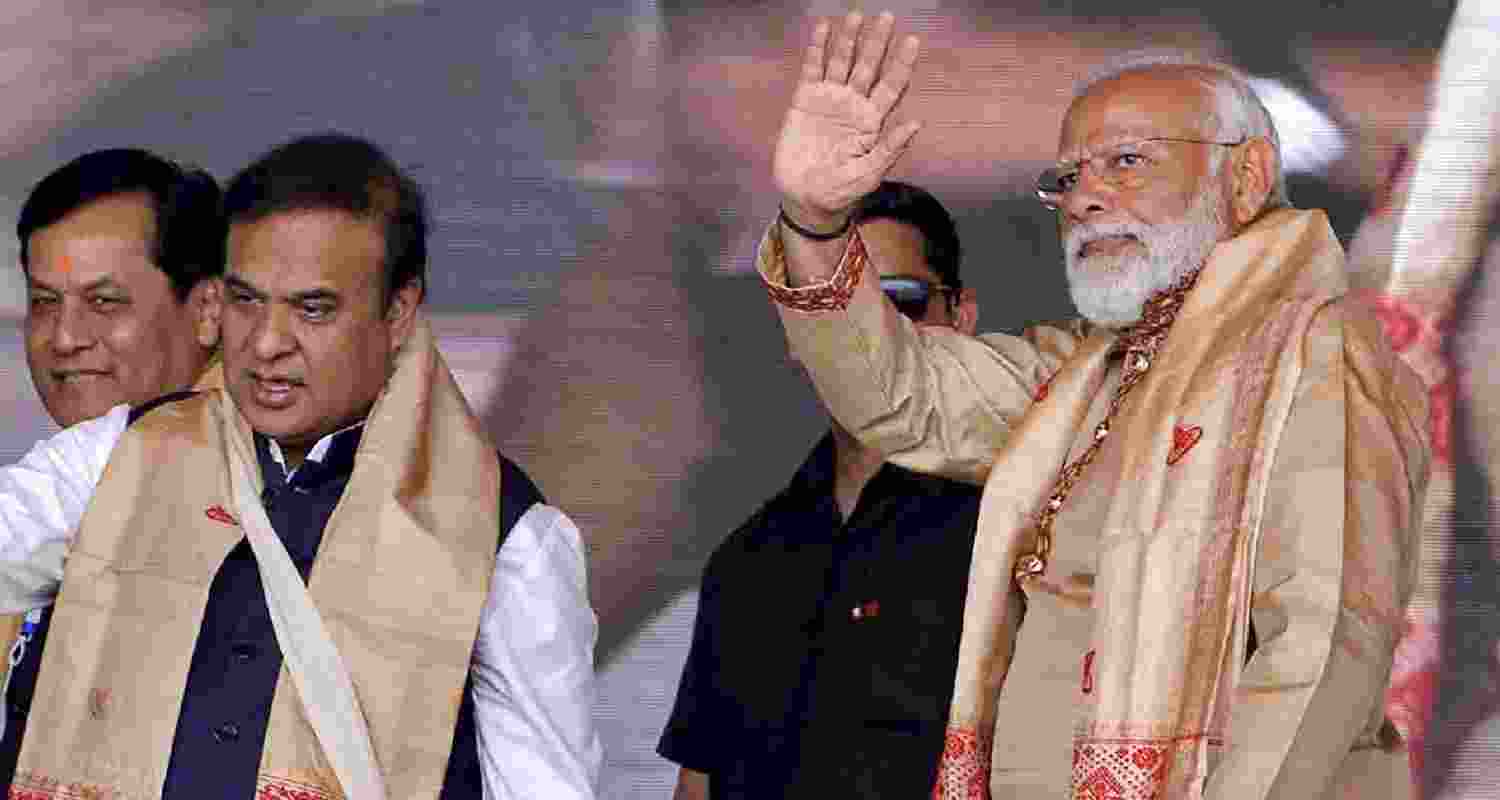 Prime Minister Narendra Modi with Assam Chief Minister Himanta Biswa Sarma - file image. Prime Minister Narendra Modi with Assam Chief Minister Himanta Biswa Sarma - file image.