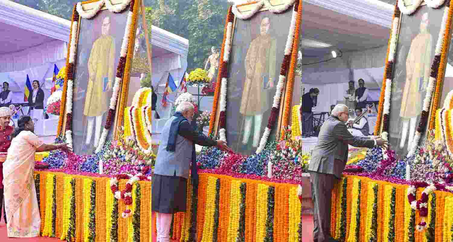 Government and Opposition leaders pay tributes to Ambedkar on his death anniversary. Government and Opposition leaders pay tributes to Ambedkar on his death anniversary.