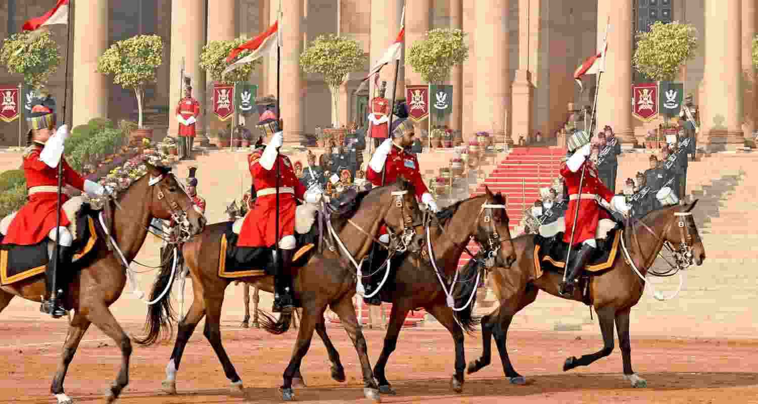 India’s elite President’s Bodyguard preserves centuries-old cavalry heritage. India’s elite President’s Bodyguard preserves centuries-old cavalry heritage.
