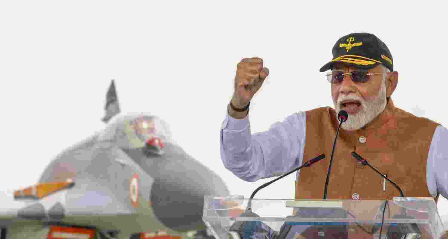 Prime Minister Narendra Modi during a visit at the Adampur air base in Punjab. Prime Minister Narendra Modi during a visit at the Adampur air base in Punjab.