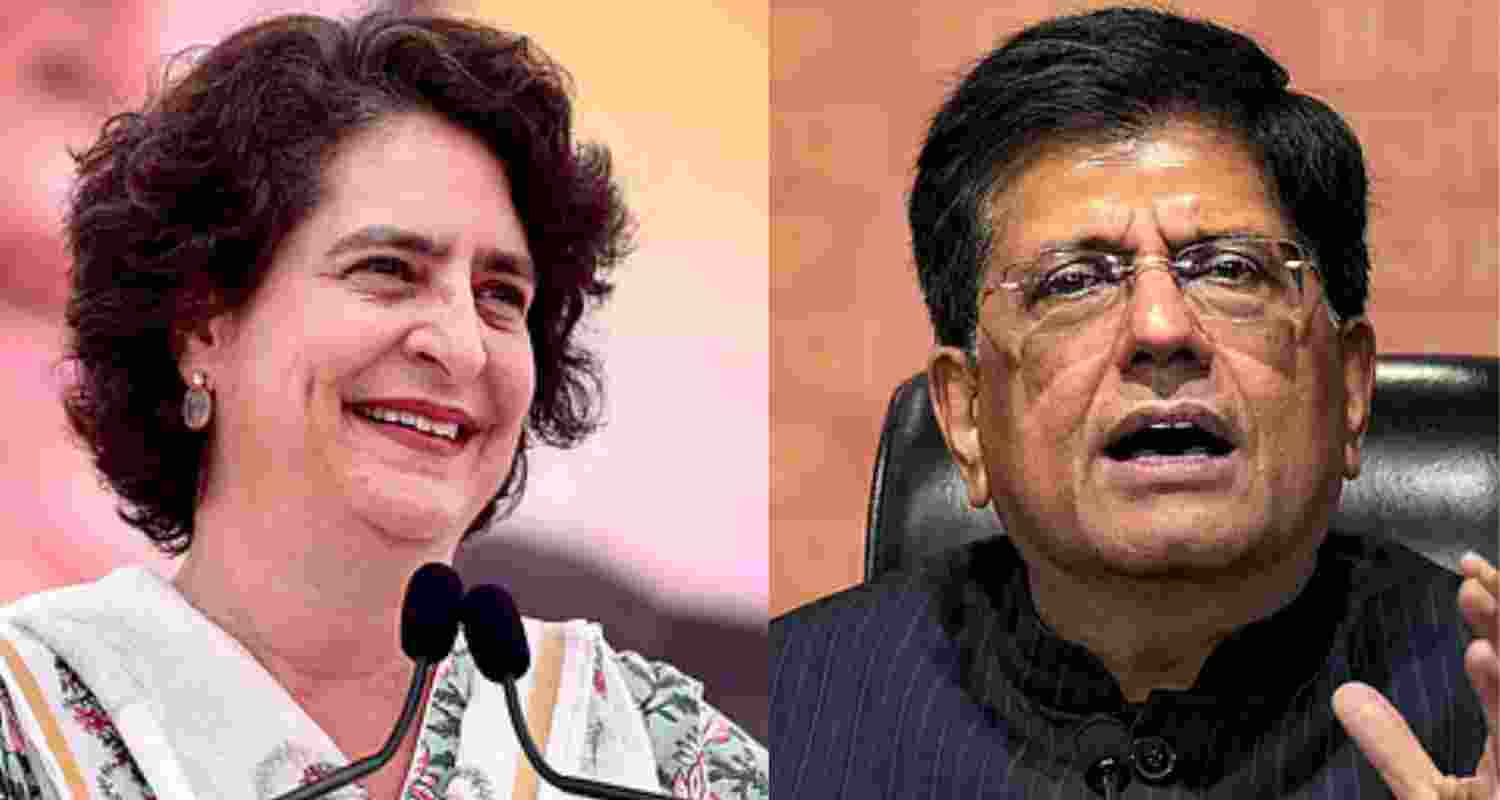 Congress leader Priyanka Gandhi Vadra (left) and Union Minister Piyush Goyal. Congress leader Priyanka Gandhi Vadra (left) and Union Minister Piyush Goyal.